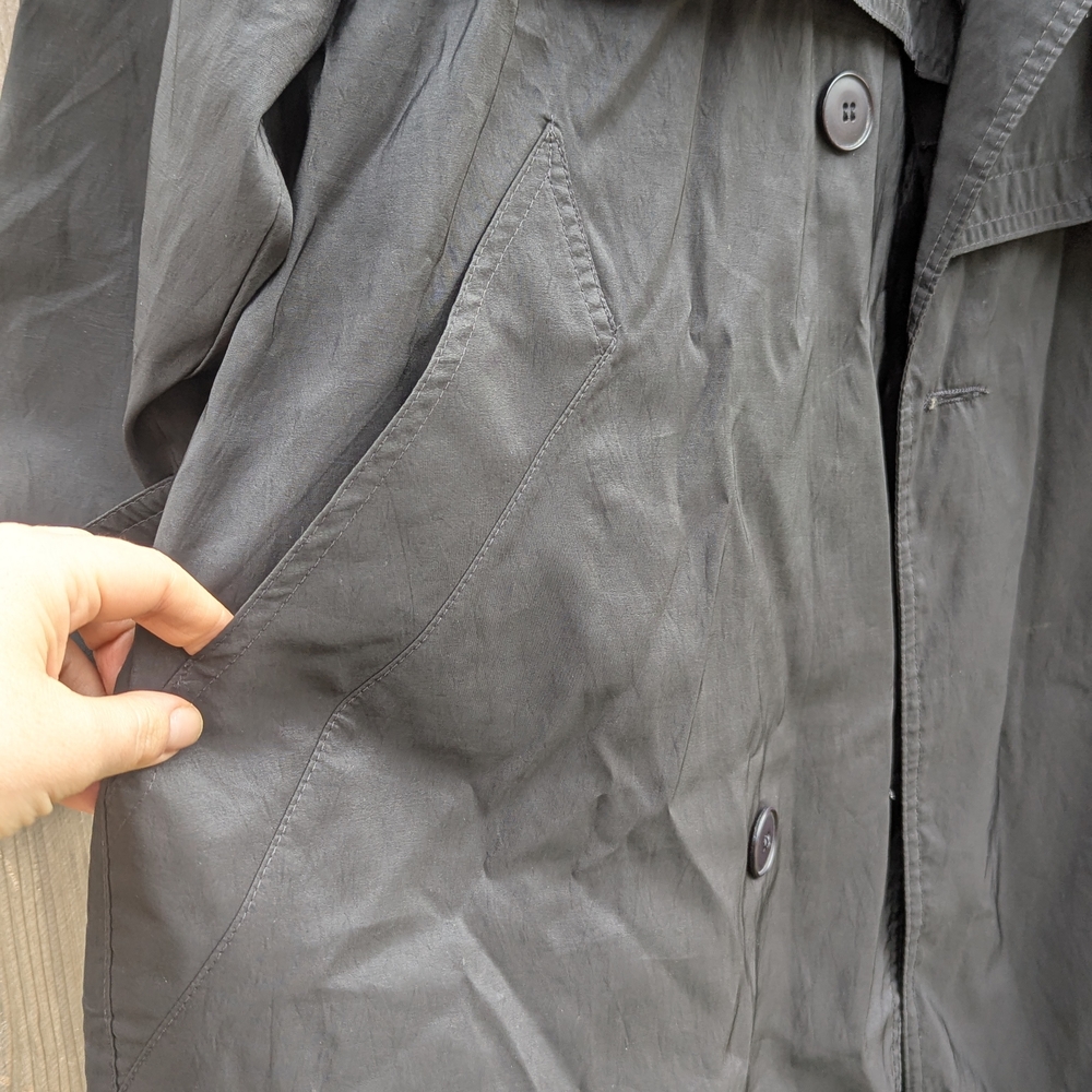 Black Double-Breasted Trench Coat - Picture 4 of 7